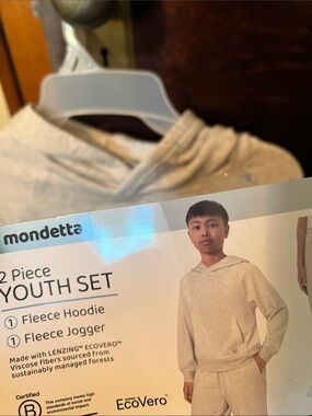 Mondetta Youth Fleece Hoodie & Joggers - Heather Cream